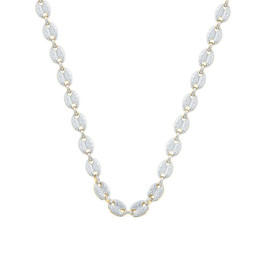 10k Yellow Gold Round Diamond Link Chain Necklace 14-1/5 Cttw