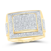 10k Yellow Gold Round Diamond Square Cluster Ring 1 Cttw