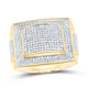 10k Yellow Gold Round Diamond Square Cluster Ring 1 Cttw