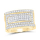 10k Yellow Gold Round Diamond Rectangle Cluster Ring 1 Cttw