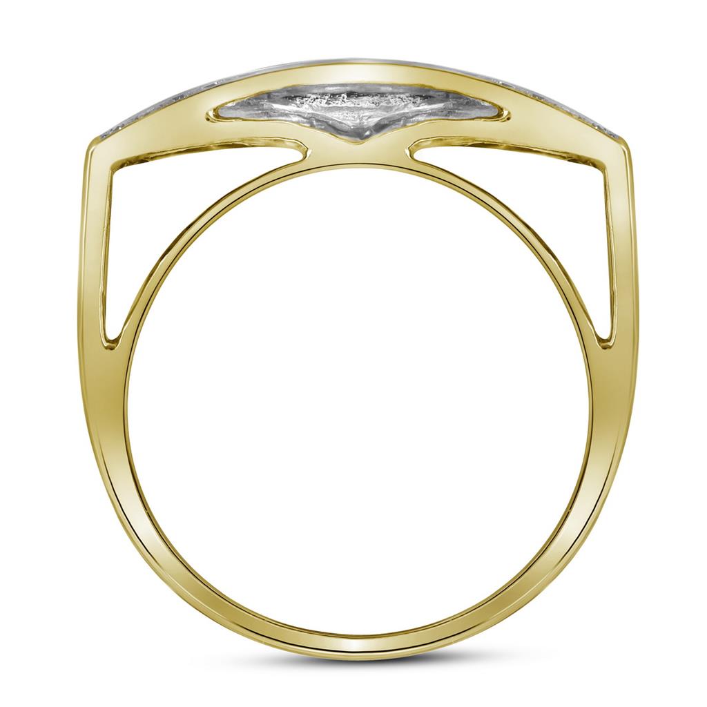 10k Yellow Gold Round Diamond Rectangle Cluster Ring 1 Cttw