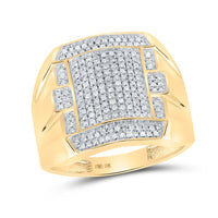 10k Yellow Gold Round Diamond Square Cluster Ring 1/2 Cttw