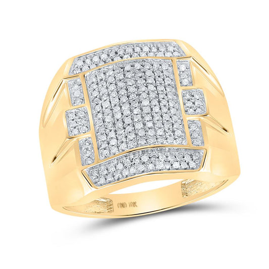 10k Yellow Gold Round Diamond Square Cluster Ring 1/2 Cttw