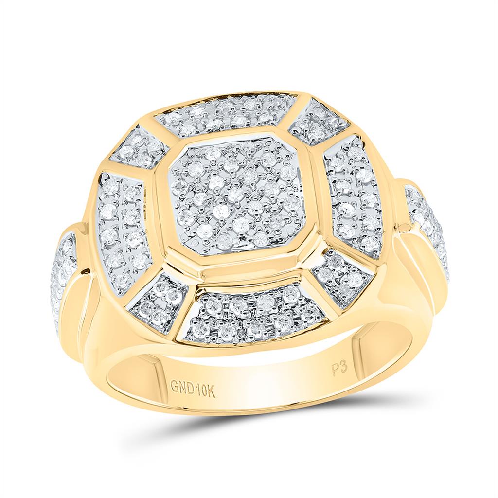 10k Yellow Gold Round Diamond Circle Cluster Ring 1/2 Cttw