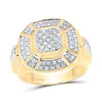 10k Yellow Gold Round Diamond Circle Cluster Ring 1/2 Cttw