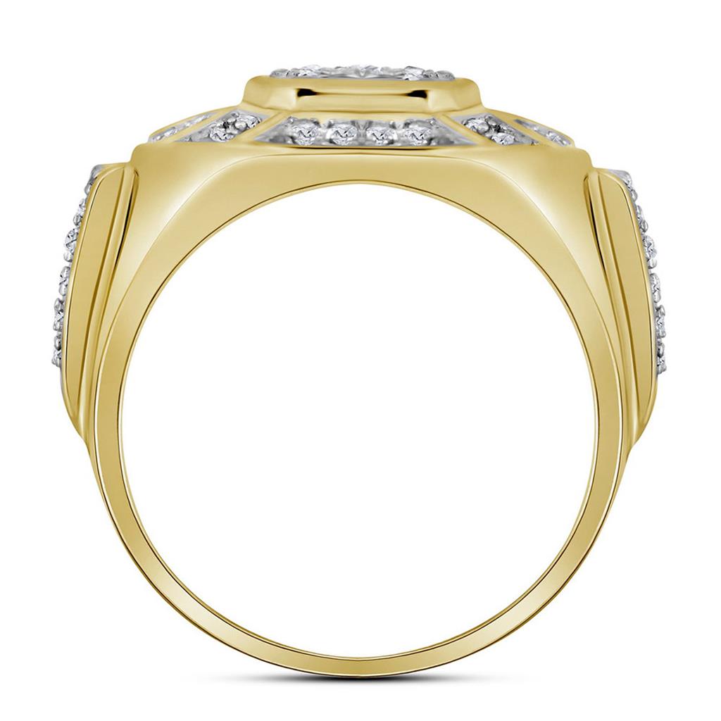 10k Yellow Gold Round Diamond Circle Cluster Ring 1/2 Cttw