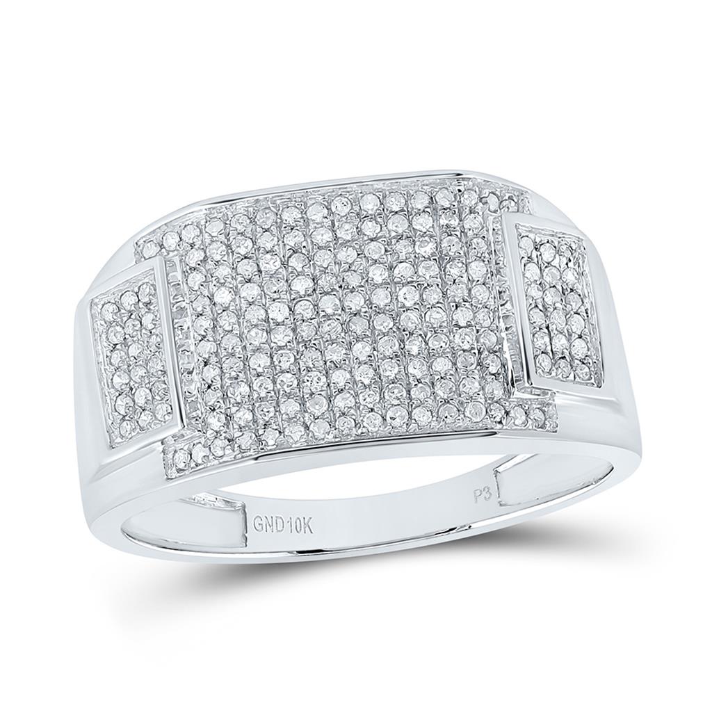 Round Diamond Rectangle Cluster Ring 1/2 Cttw