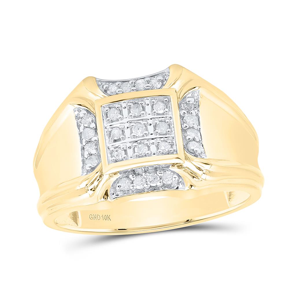 10k Yellow Gold Round Diamond Cluster Ring 1/4 Cttw