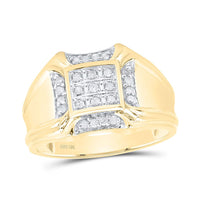 10k Yellow Gold Round Diamond Cluster Ring 1/4 Cttw