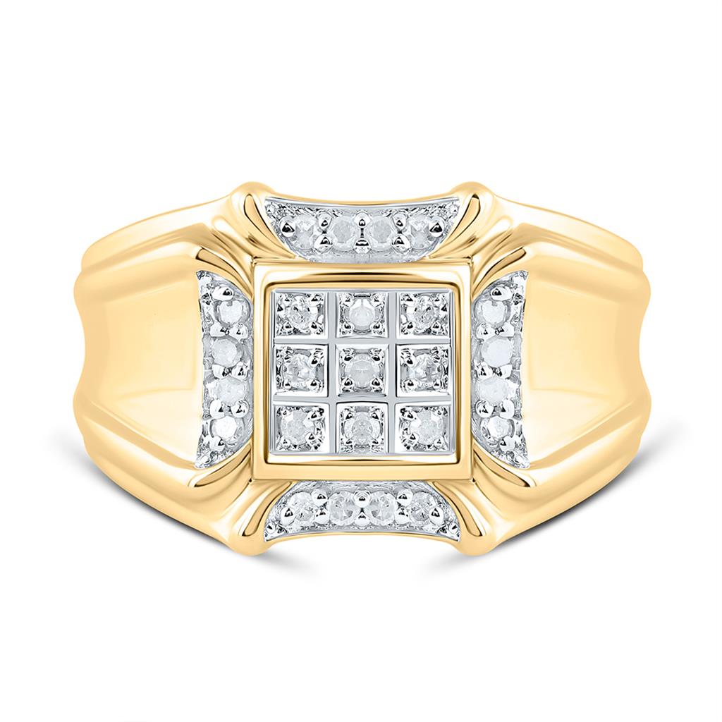 10k Yellow Gold Round Diamond Cluster Ring 1/4 Cttw