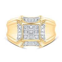10k Yellow Gold Round Diamond Cluster Ring 1/4 Cttw
