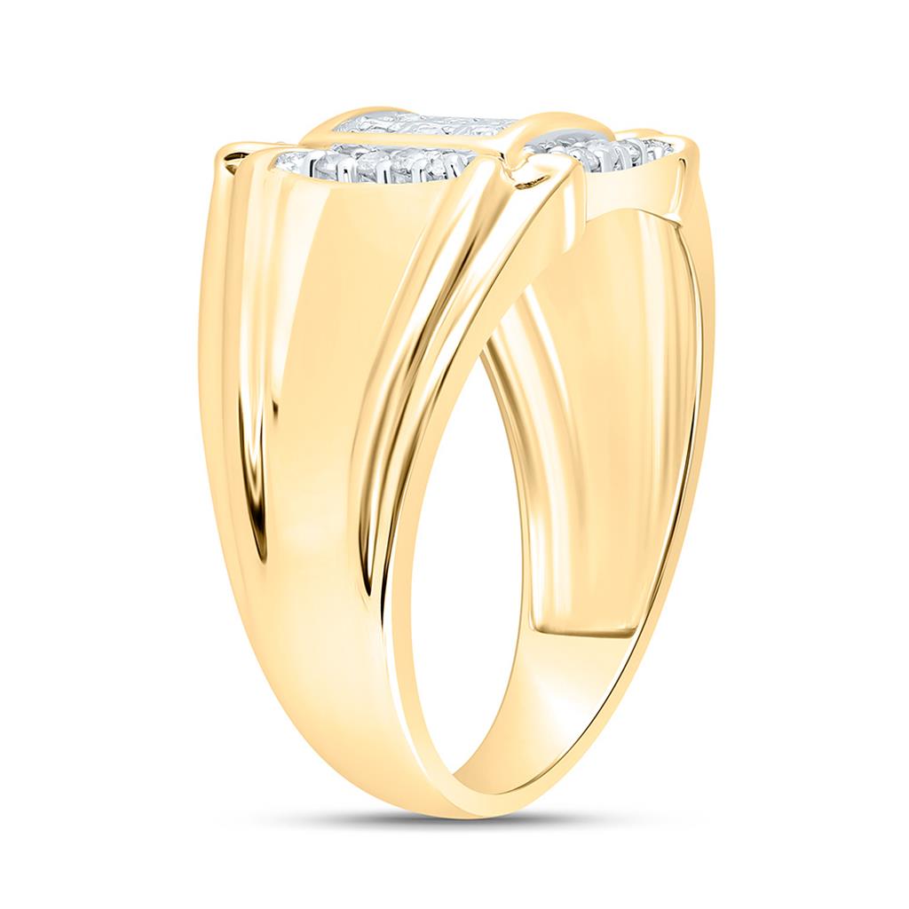 10k Yellow Gold Round Diamond Cluster Ring 1/4 Cttw