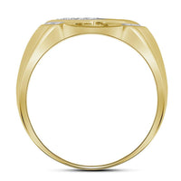 10k Yellow Gold Round Diamond Diagonal Square Cluster Ring 1/3 Cttw