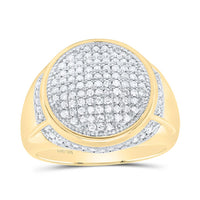 10k Yellow Gold Round Diamond Cluster Circle Ring 1/2 Cttw