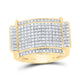 10k Yellow Gold Round Diamond Rectangle Cluster Ring 1/2 Cttw