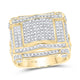 10k Yellow Gold Round Diamond Domed Square Cluster Ring 5/8 Cttw