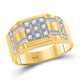 10k Yellow Gold Round Diamond Square Cluster Ring 1/4 Cttw