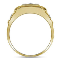 10k Yellow Gold Round Diamond Square Cluster Ring 1/4 Cttw