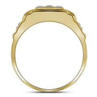 10k Yellow Gold Round Diamond Square Cluster Ring 1/4 Cttw