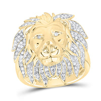 10k Yellow Gold Round Diamond Lion Mane Cluster Ring 5/8 Cttw