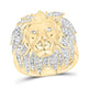 10k Yellow Gold Round Diamond Lion Mane Cluster Ring 5/8 Cttw