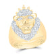 10k Yellow Gold Round Diamond Lion Fashion Ring 5/8 Cttw