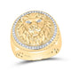 10k Yellow Gold Round Diamond Lion Head Mane Ring 1/3 Cttw