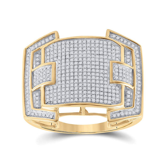 10k Yellow Gold Round Diamond Cluster Ring 5/8 Cttw