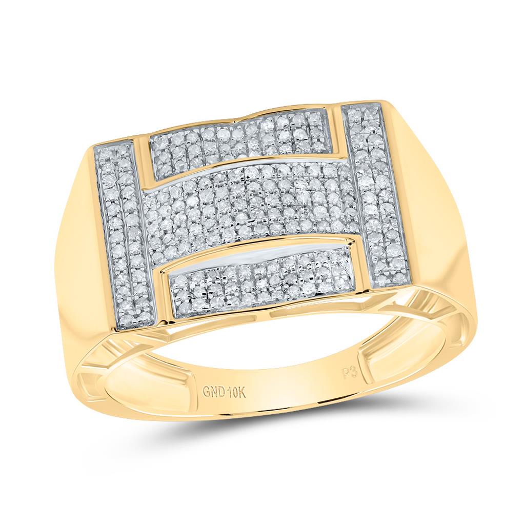 10k Yellow Gold Round Diamond Cluster Ring 1/2 Cttw
