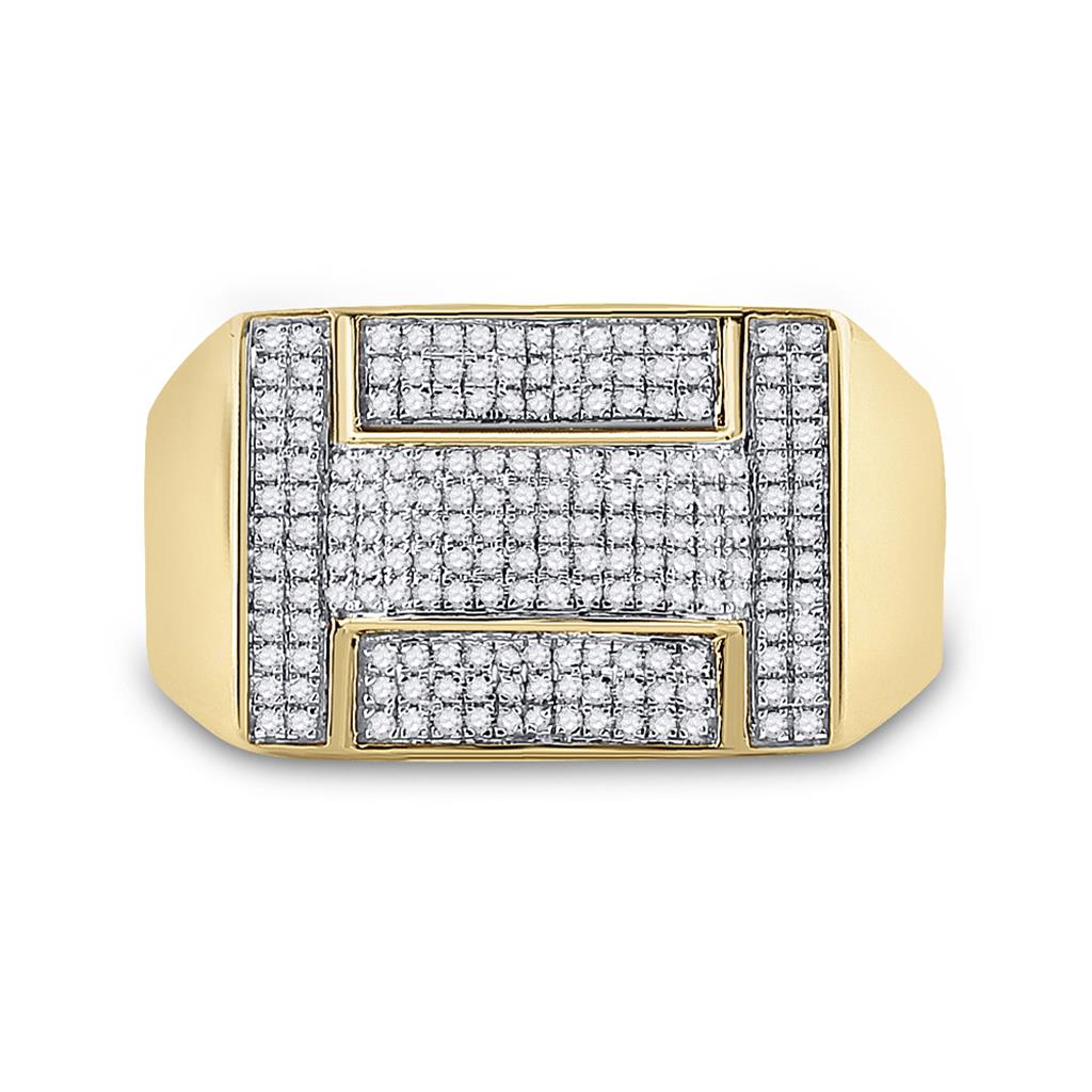 10k Yellow Gold Round Diamond Cluster Ring 1/2 Cttw