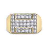 10k Yellow Gold Round Diamond Cluster Ring 1/2 Cttw