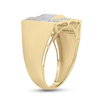 10k Yellow Gold Round Diamond Cluster Ring 1/2 Cttw