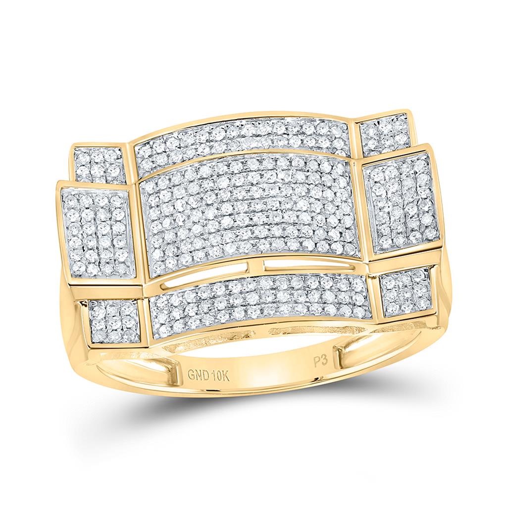 Round Diamond Contoured Rectangle Cluster Ring 1/2 Cttw