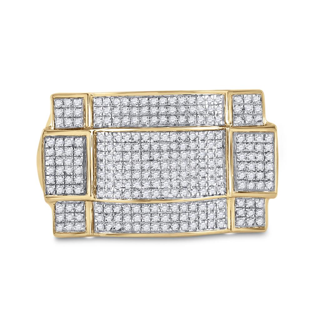 Round Diamond Contoured Rectangle Cluster Ring 1/2 Cttw