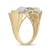 Round Diamond Contoured Rectangle Cluster Ring 1/2 Cttw