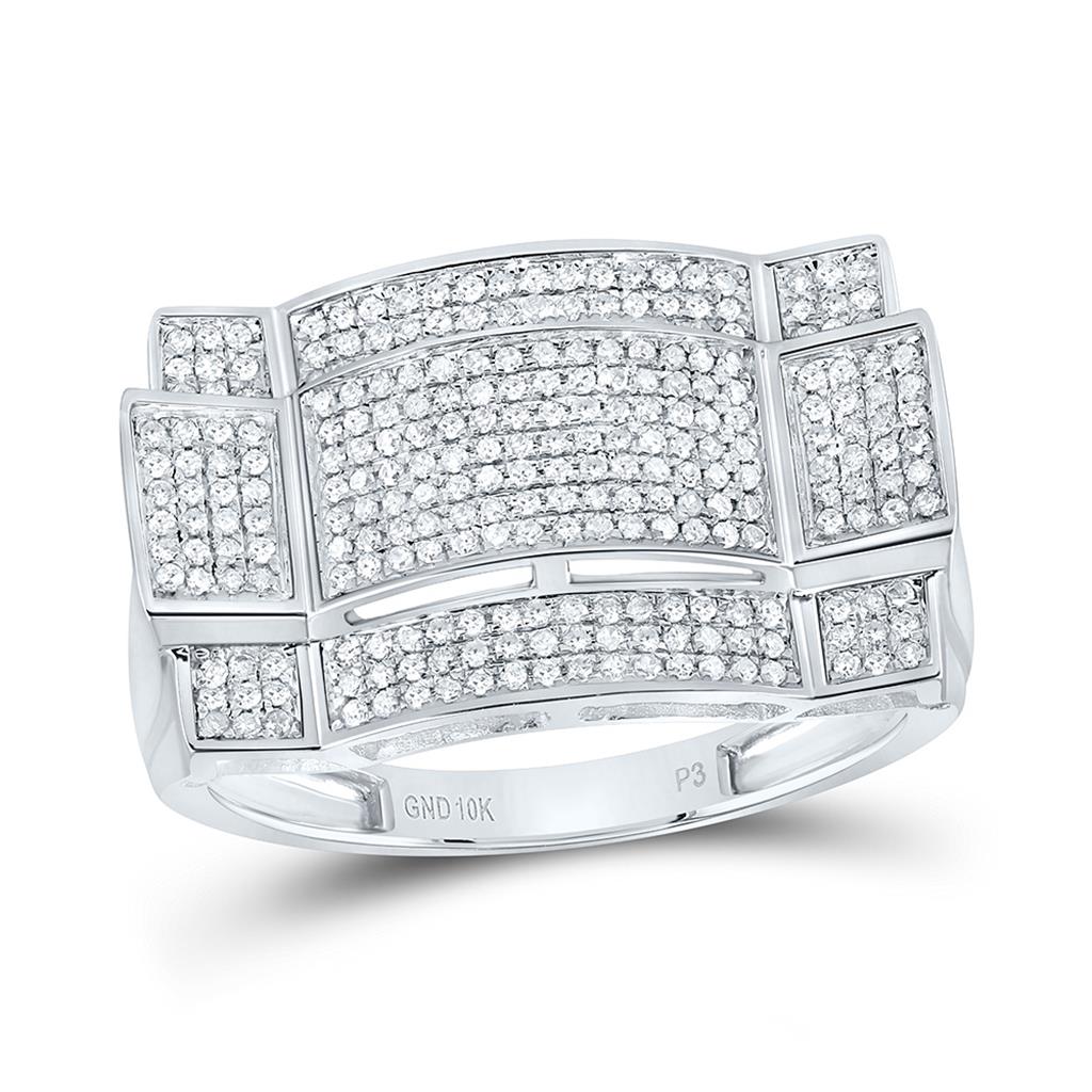 Round Diamond Contoured Rectangle Cluster Ring 1/2 Cttw
