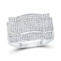 Round Diamond Contoured Rectangle Cluster Ring 1/2 Cttw