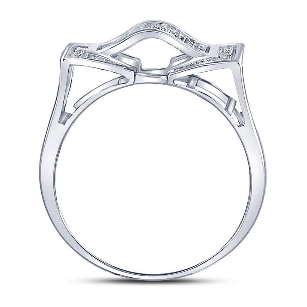 Sterling Silver Round Diamond Domed Rectangle Cluster Ring 1/8 Cttw