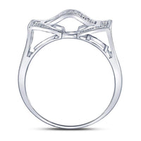 Sterling Silver Round Diamond Domed Rectangle Cluster Ring 1/8 Cttw