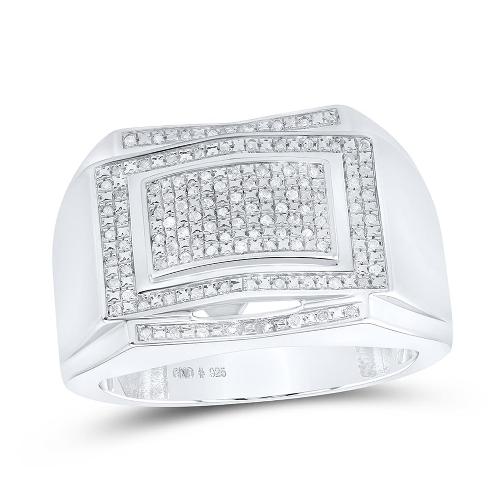 Sterling Silver Round Diamond Cluster Ring 1/5 Cttw