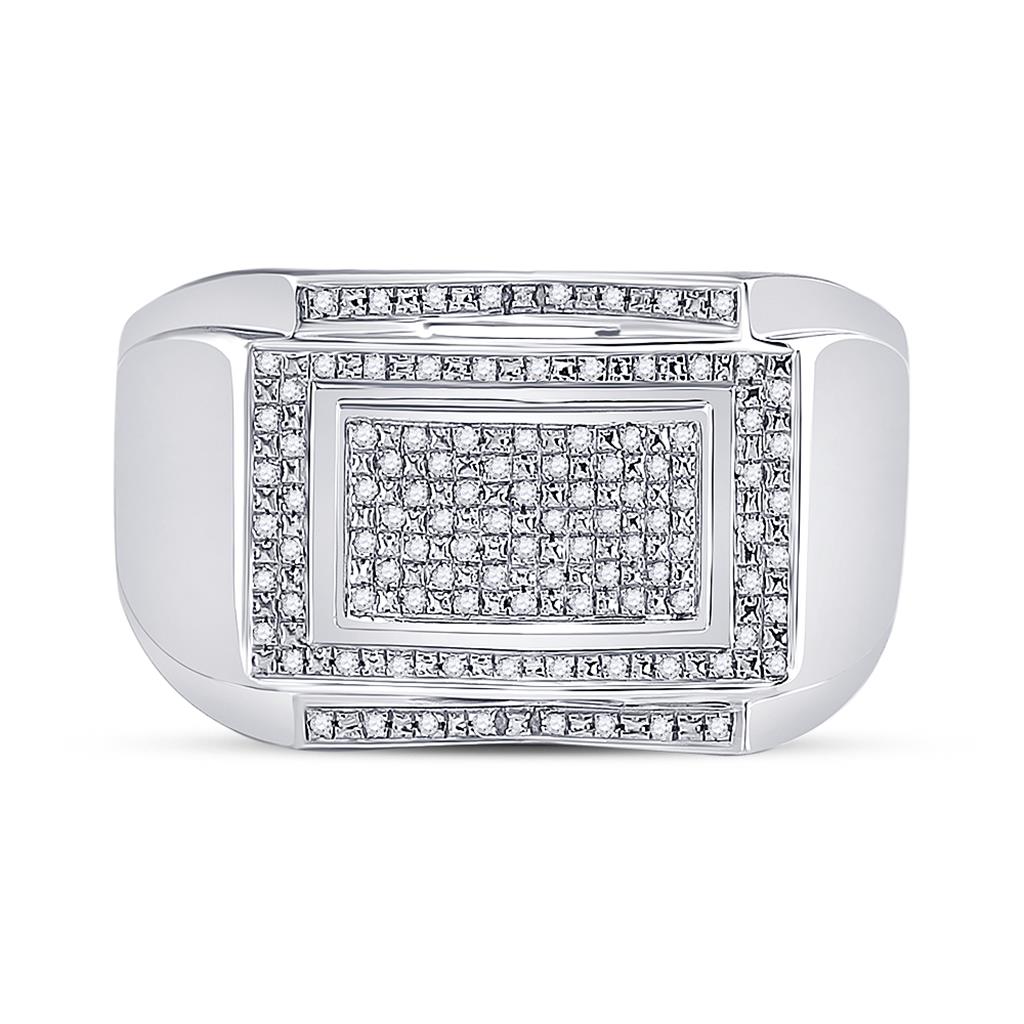 Sterling Silver Round Diamond Cluster Ring 1/5 Cttw