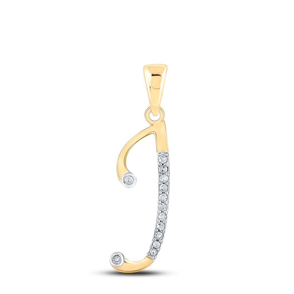 Round Diamond Initial Letter Pendant 1/12 to 1/10 Cttw