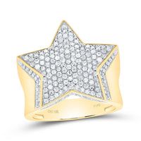 10k Yellow Gold Round Diamond Star Statement Ring 1-1/2 Cttw