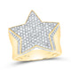10k Yellow Gold Round Diamond Star Statement Ring 1-1/2 Cttw