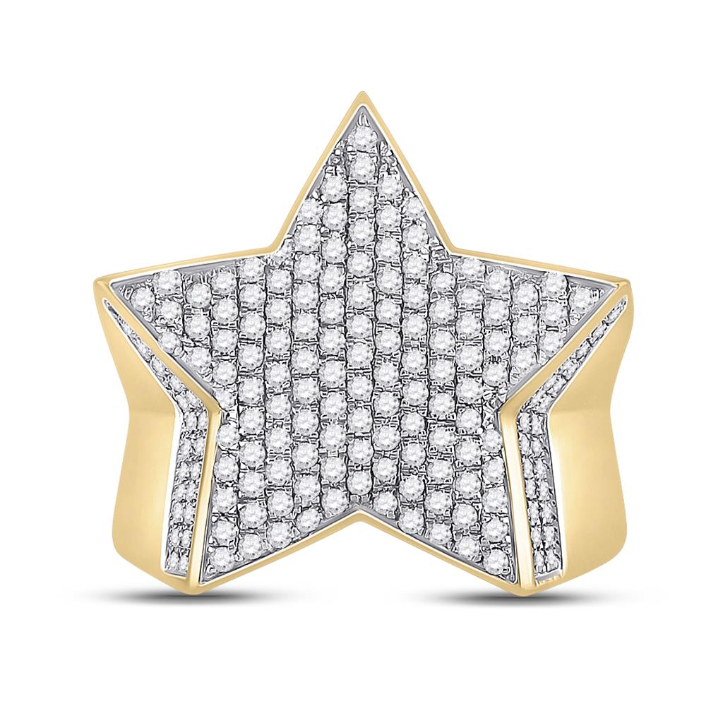 10k Yellow Gold Round Diamond Star Statement Ring 1-1/2 Cttw