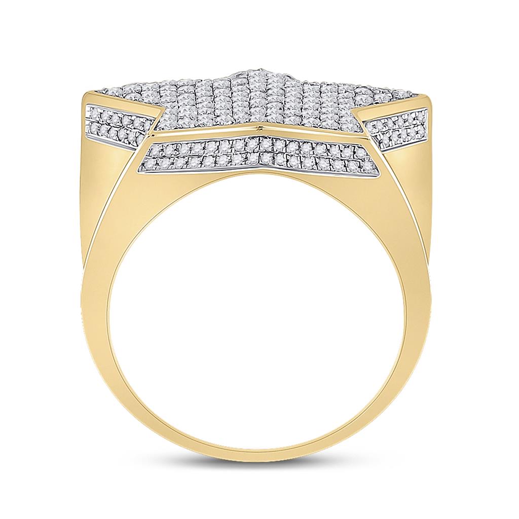 10k Yellow Gold Round Diamond Star Statement Ring 1-1/2 Cttw
