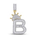 10k Yellow Gold Baguette Diamond Crown Letter Charm Pendant 1/2 to 1 Cttw