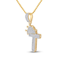 10k Yellow Gold Baguette Diamond Crown Letter Charm Pendant 1/2 to 1 Cttw