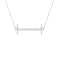 10k White Gold Round Diamond Initial Letter Necklace