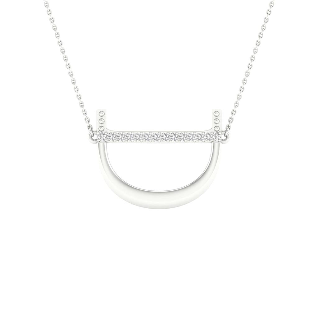 10k White Gold Round Diamond Initial Letter Necklace